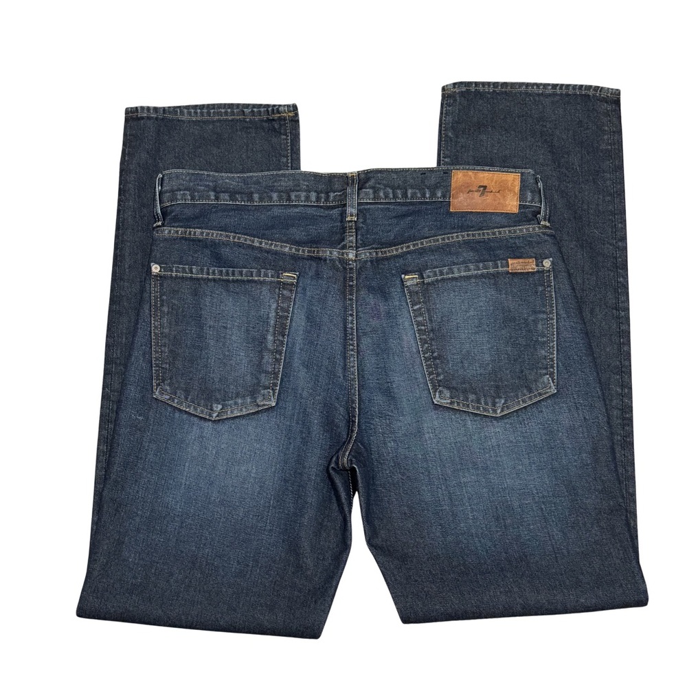 7 For All Mankind Standard Jeans 36 Dark Wash Straight Leg 100% Cotton Denim - Picture 4 of 9